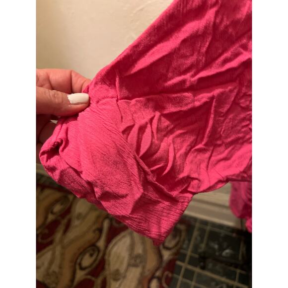 Elan Oversized 3/4 Sleeves Drawstring Tie Side Blouson Mini Dress Pink Size M - Picture 7 of 9